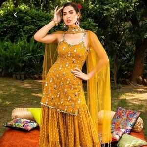 Mustard Yellow Sharara Suit